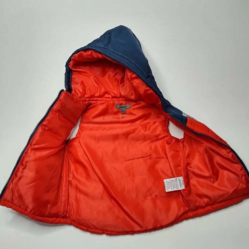 DKNY Baby‎ Toddler 24m Hooded Puffer Vest Red & Blue
